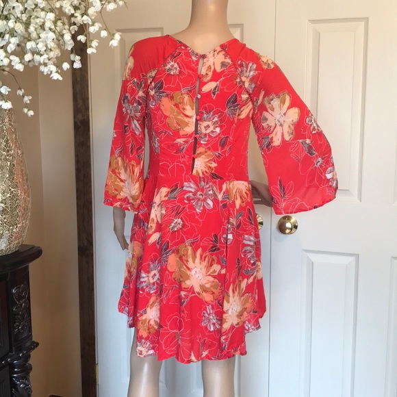 Free People Red Floral Dress - Picture 3 of 5